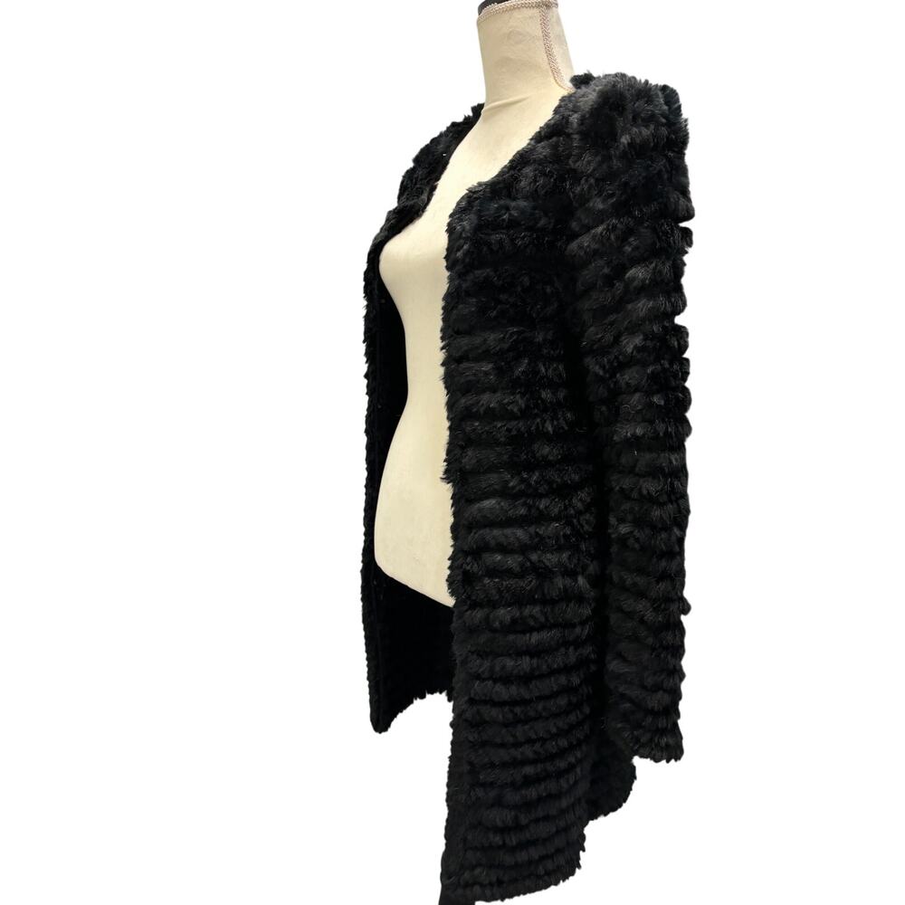 Adrienne Landau Black Fur Cardigan Size S - Picture 7 of 7
